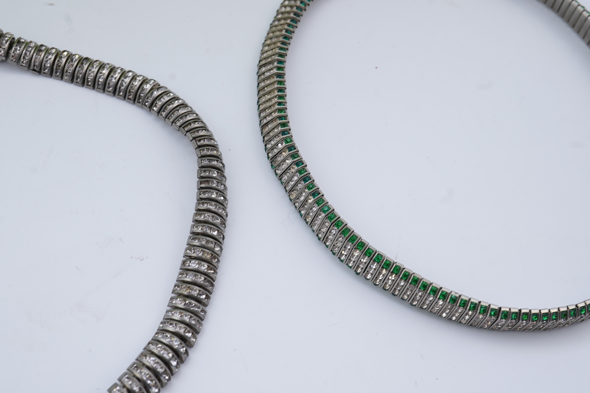 Two Art Deco paste necklaces, mid 20th century